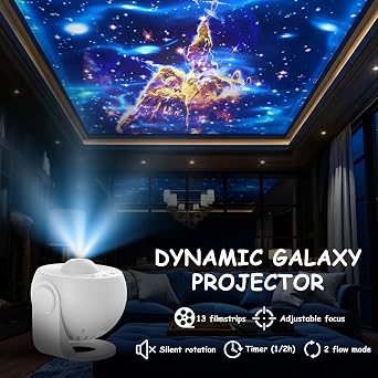 ALLOMN Planetarium Star Projector, LED Globe Galaxy Projector with 13 Film Discs, Starry Sky Night Light for Kids Adults, Ceiling Bedroom Living Room (White)
