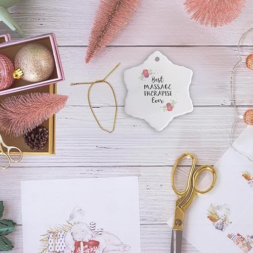 Miniatura 6 de 3dRose Adorno de copo de nieve - Floral Best Massage Therapist Ever Watercolor Pink Flower Masajista - 3 pulgadas (ORN_315966_1)