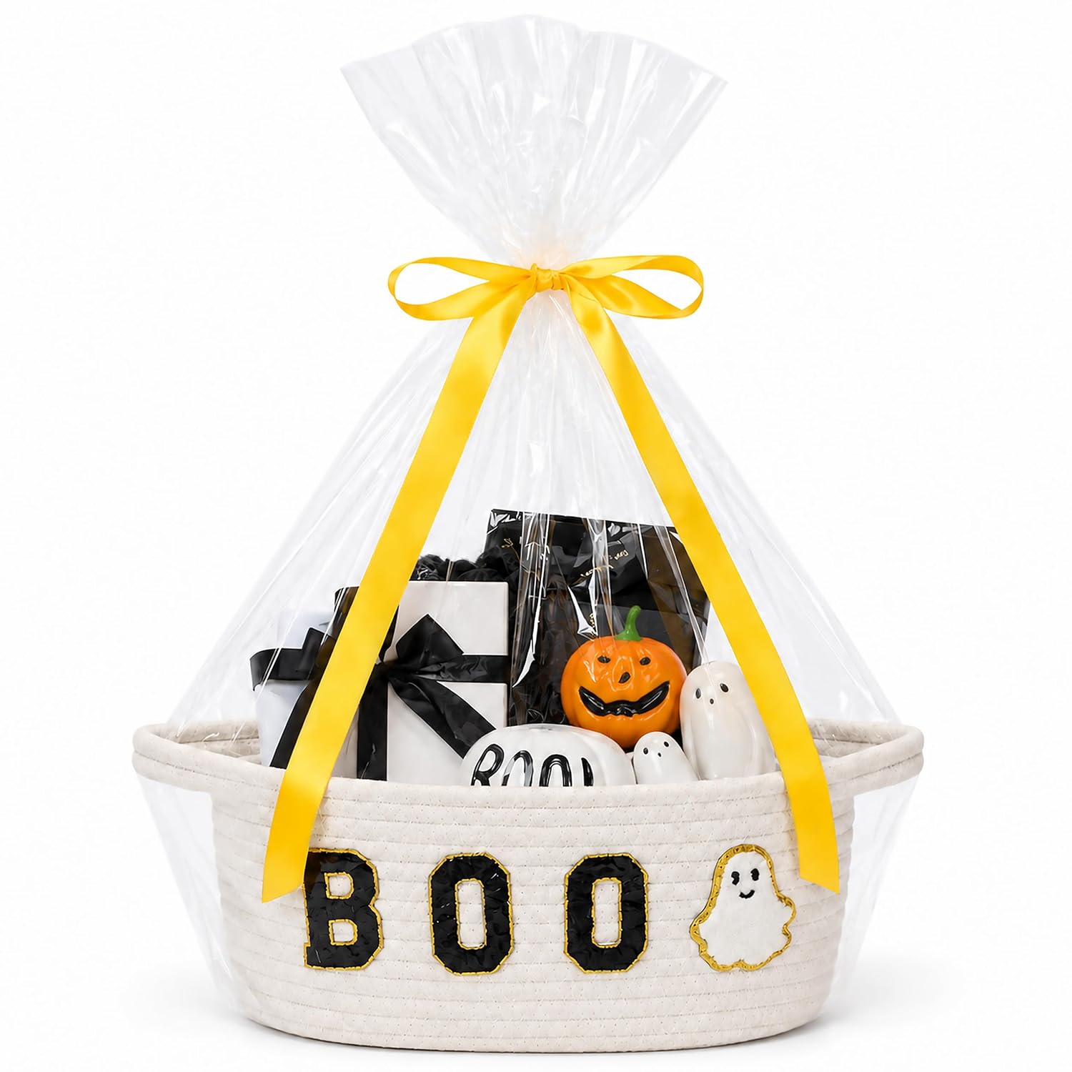 Halloween Boo Gift Basket, White Boo Trick or Treat Buckets