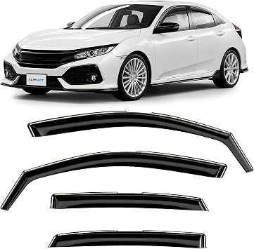 CLIM ART in-Channel Incredibly Durable Rain Guards for Honda Civic 2016-2021 Hatchback, Original Window Deflectors, Vent Window Visors, Vent Deflector, 4 pcs. - 617309
