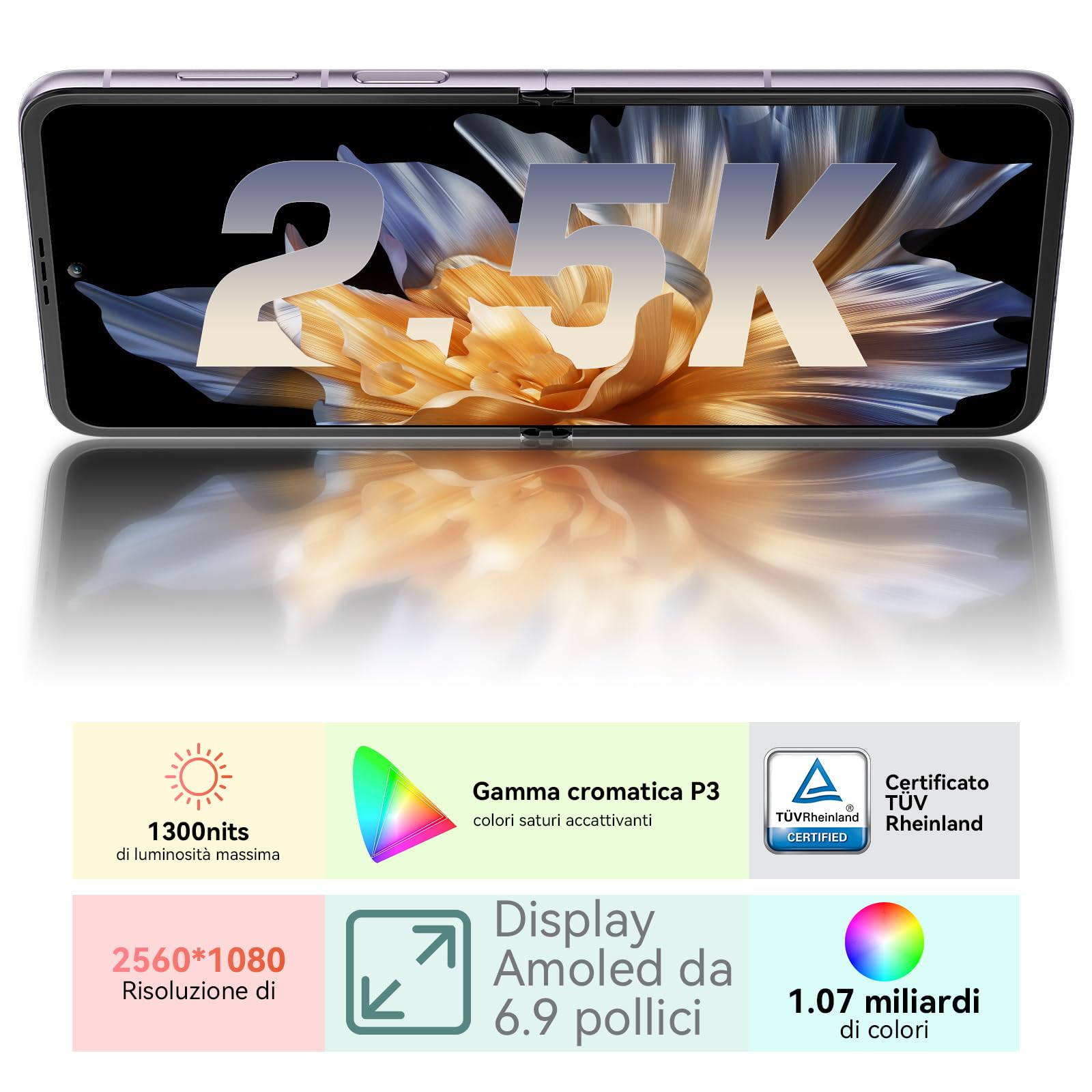 Blackview Smartphone Pieghevole Hero 10 con 1.19'' Secondario Schermo, 256GB ROM+36GB RAM, Helio G99, 6.9" FHD+ AMOLED /120Hz, 108MP+32MP, 45W/ 4000mAh,NFC/Fingerprint/Face ID/L1/GPS