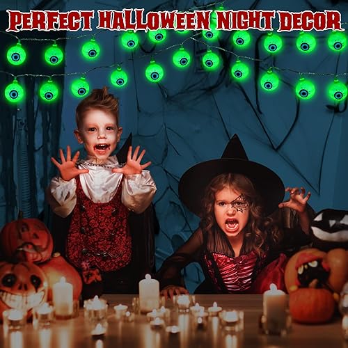 Miniatura 6 de Decoraciones de Halloween, 30 luces LED de 17 pies con temporizador remoto funciona con pilas, 8 modos, luces de Halloween, decoración interior y