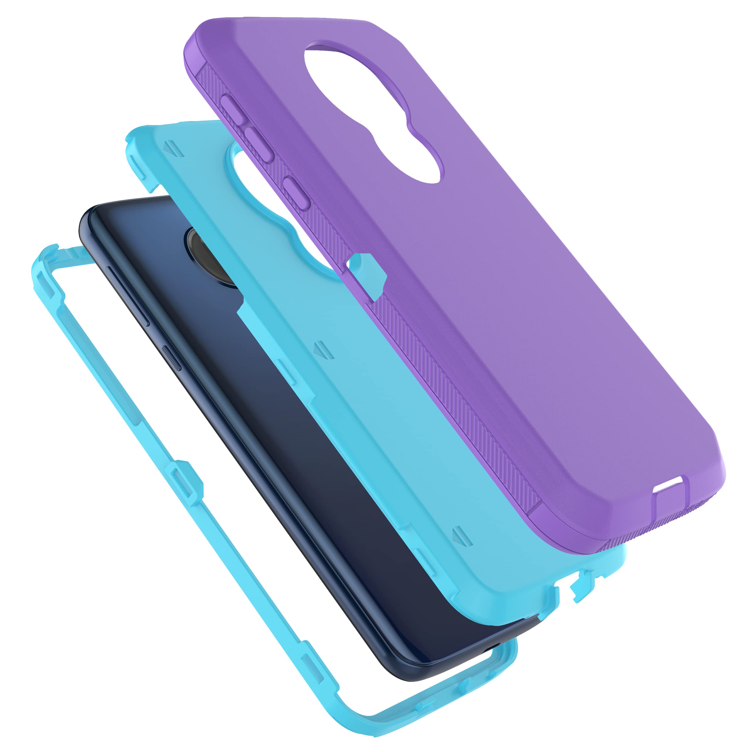 Thybx Schutzhülle Für Motorola Moto G7 Power – 3-lagiger Fallschutz, TPU & Kunststoff, In Violett