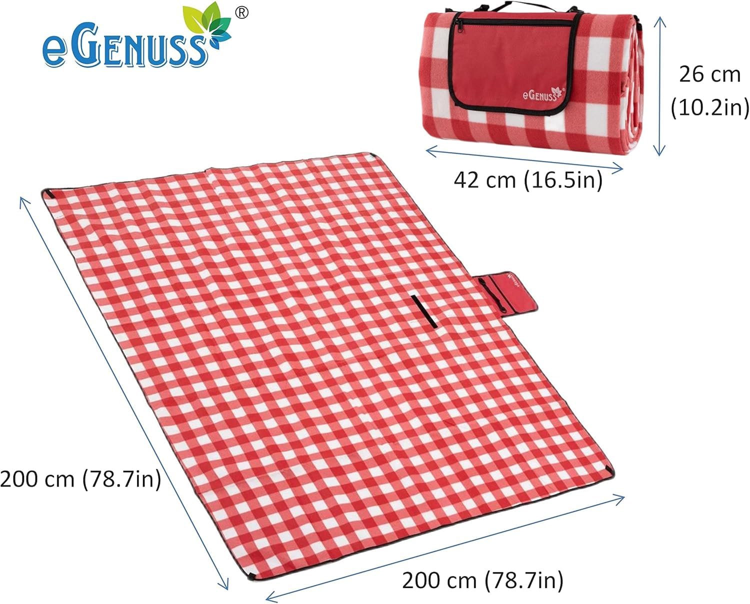 Set 1 Handgefertigtes Picknickkorb für 2 Personen mit Kühlfach und Zubehör + 1 wasserdichte Picknickdecke | Rot