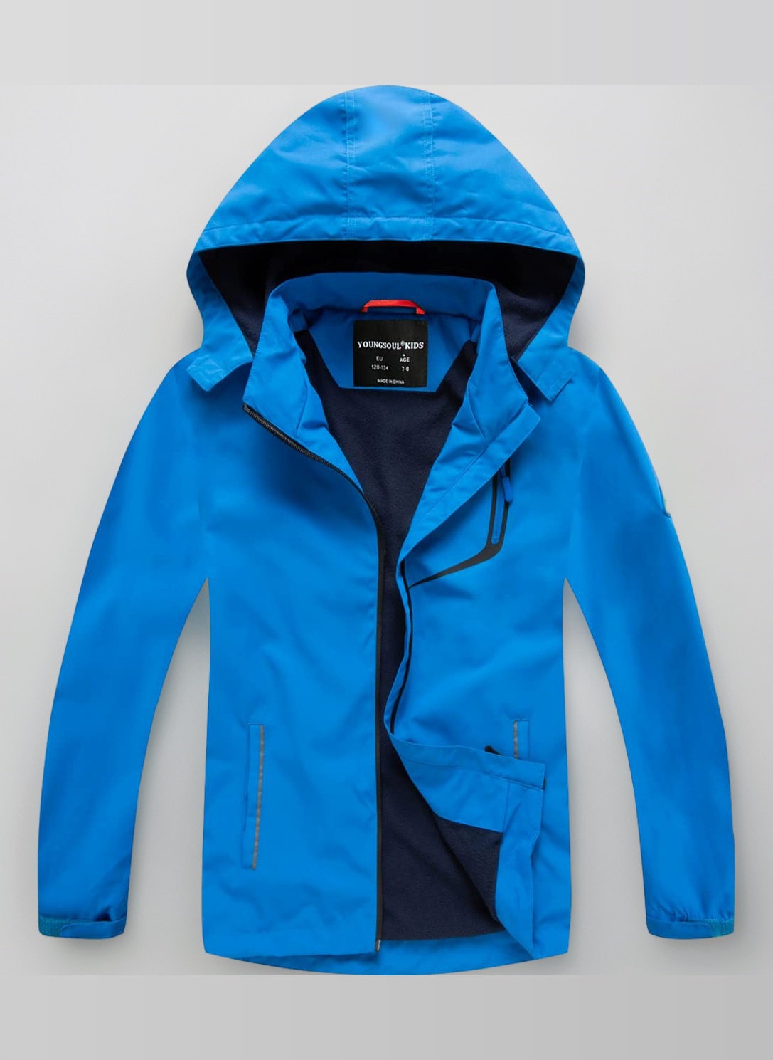 YoungSoul Boys Girls Waterproof Jackets Kids Lightweight Fleece Lined Raincoat with Detachable Hood