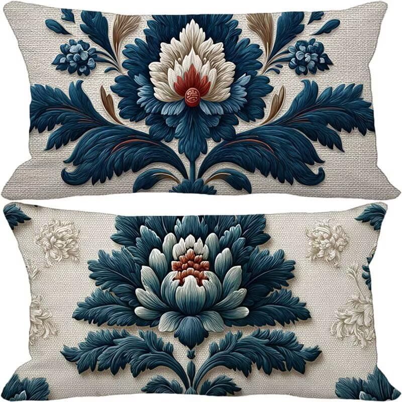 Housse coussin 40 x 70 imperméable et douce avec zip invisible bleu