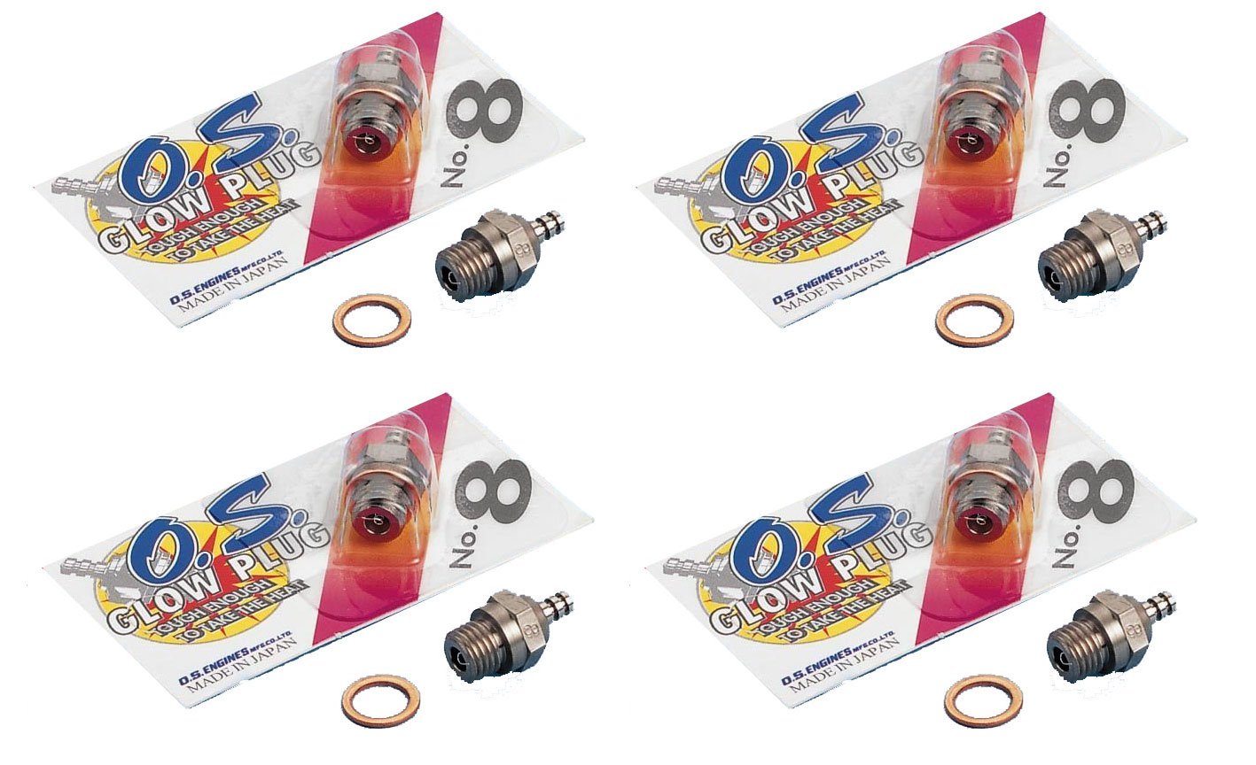 Outletdelocio. Set 4 Unidades bujia Os Numero 8, Apta para Motores de Explosion Glow