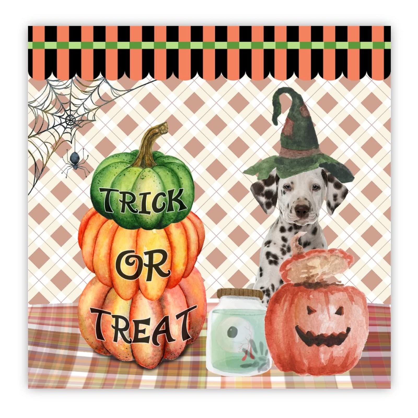 Panneau en bois Halloween Trick or Treat avec un motif chihuahua pour amuser vos invités