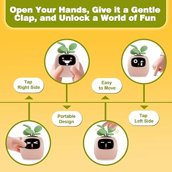 Smart Planter with App Control, Self-Watering AI Plant Pot with LCD Display, Desk Plant Flower Pot Companion for 50+ Plants Pet Planter with Pomodoro Timer,80ml Reservoir,Calendar (Pink)