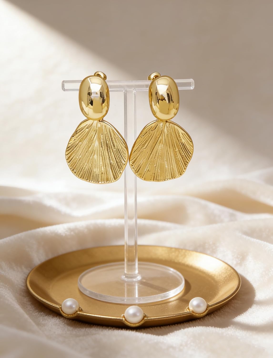 Chunky Gold Statement Earrings For Women Gold Plated Earrings Large Stud Earrings Hypoallergenic Earrings - Image 5