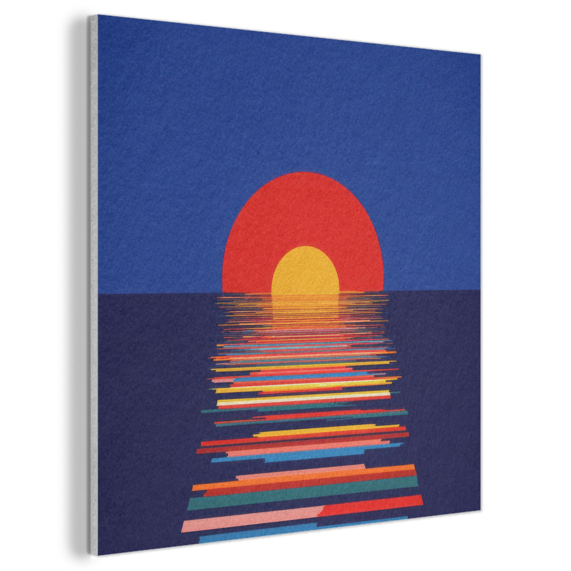 MuchoWow© Felt Panel 50x50 cm Room Style Piece Wallfillers Visual Display Decoration Wall Art Sunset - Water - Reflection - Retro