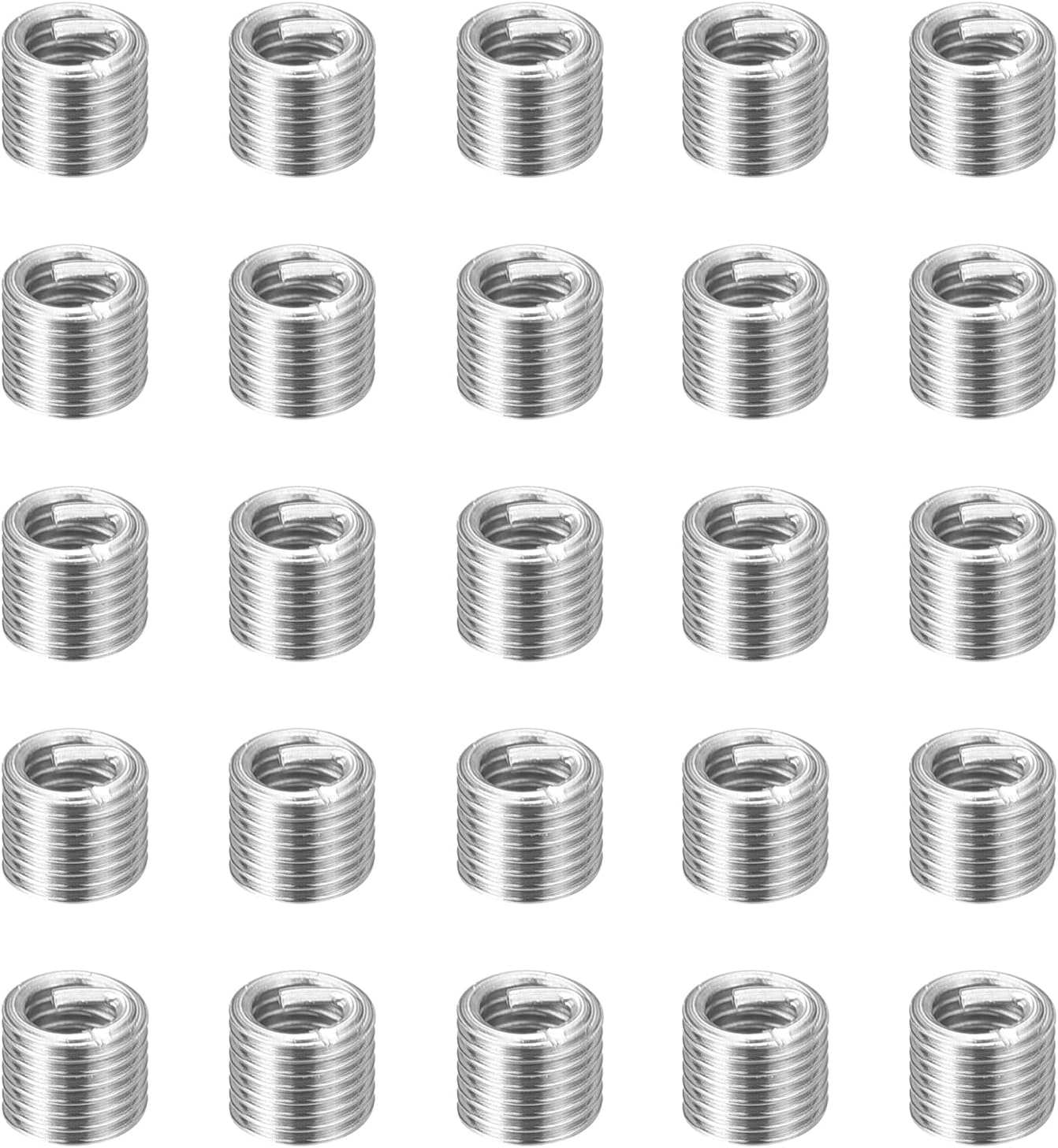 HARFINGTON 100pcs Wire Thread Repair Inserts M2.5 x 0.45 x 2D (5mm) Metric 304H Stainless Steel Helical Coiled Wire Screw Threaded Sleeve Sheath for Automotive Repairs