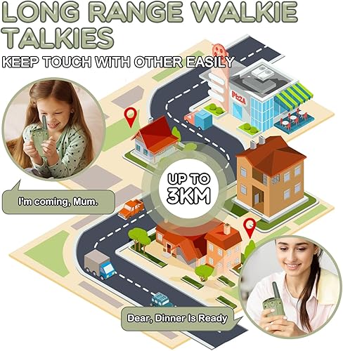 Miniatura 5 de Walkie Talkies recargables para niños y niñas, Selieve Radio de 2 vías de 22 canales de 3 millas, rango de 3 millas, juguete de mano con voz HD,