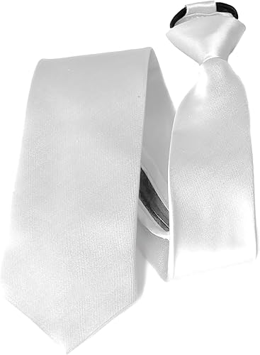 Miniatura 5 de Moda Di Raza Corbatas para hombres, alternativa al clip, acabado de seda satinada de microfibra tejida, corbata con cremallera para adultos y niños