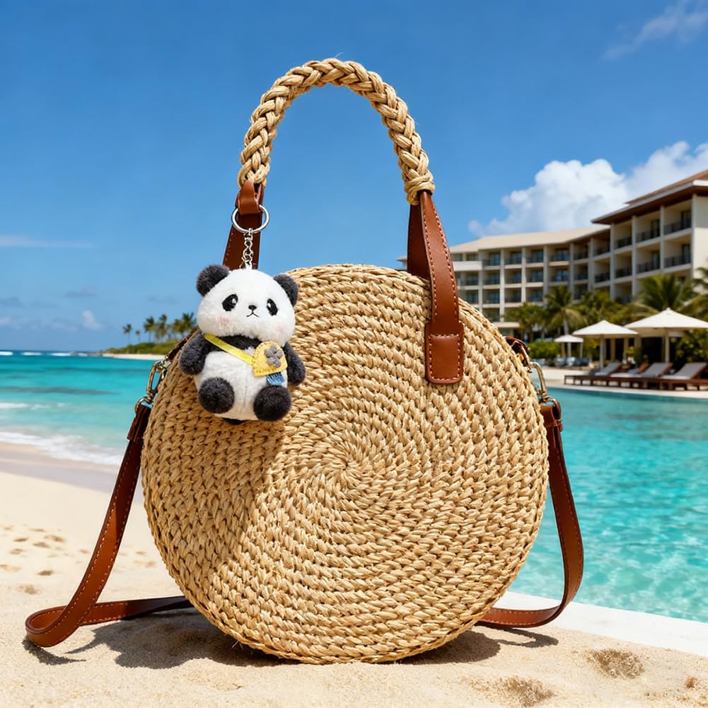 Cute Panda Plush Keychain for Backpack, 4 Inch Panda Bear Keychain Purse Charm Pendant Gift for Women - Image 9