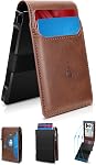 Men Wallet Credit Card Holder, Wallets for Men, Aluminum Minimalist Metal Pop Up Wallet with Durable Expandable Backplate, RFID Blocking, Front Pocket Card Cases, Holds 12+ Cards Plus Cash
