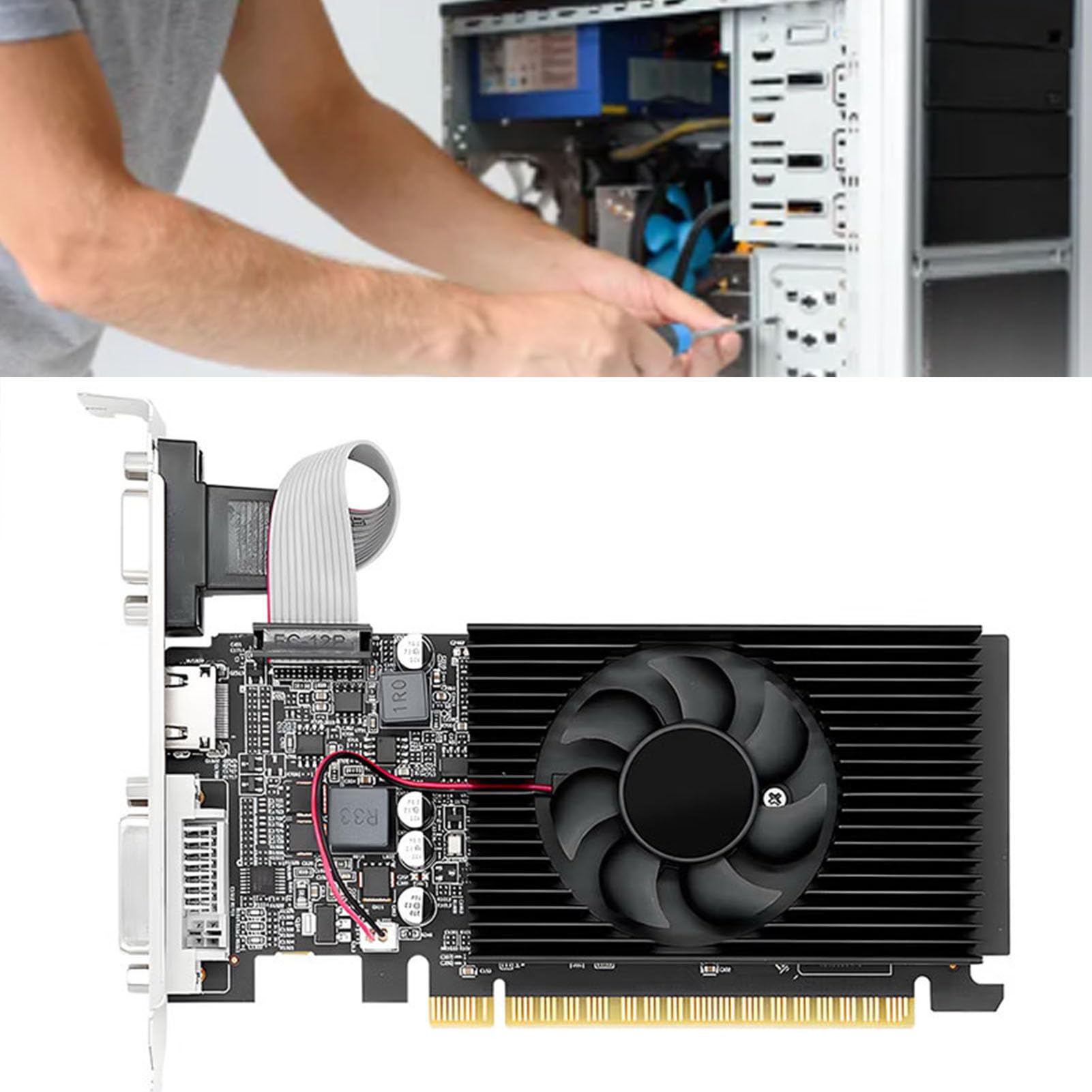 LICAEVEY 4 GB DDR3-Grafikkarte, 128-Bit-320-Stream-Grafikkarte mit DirectX 12 OpenGL 4. und 1 HDMI-, 1 DVI- und VGA-Anschluss, für 7, 8, 10, Desktop-PC, Gaming-Streaming