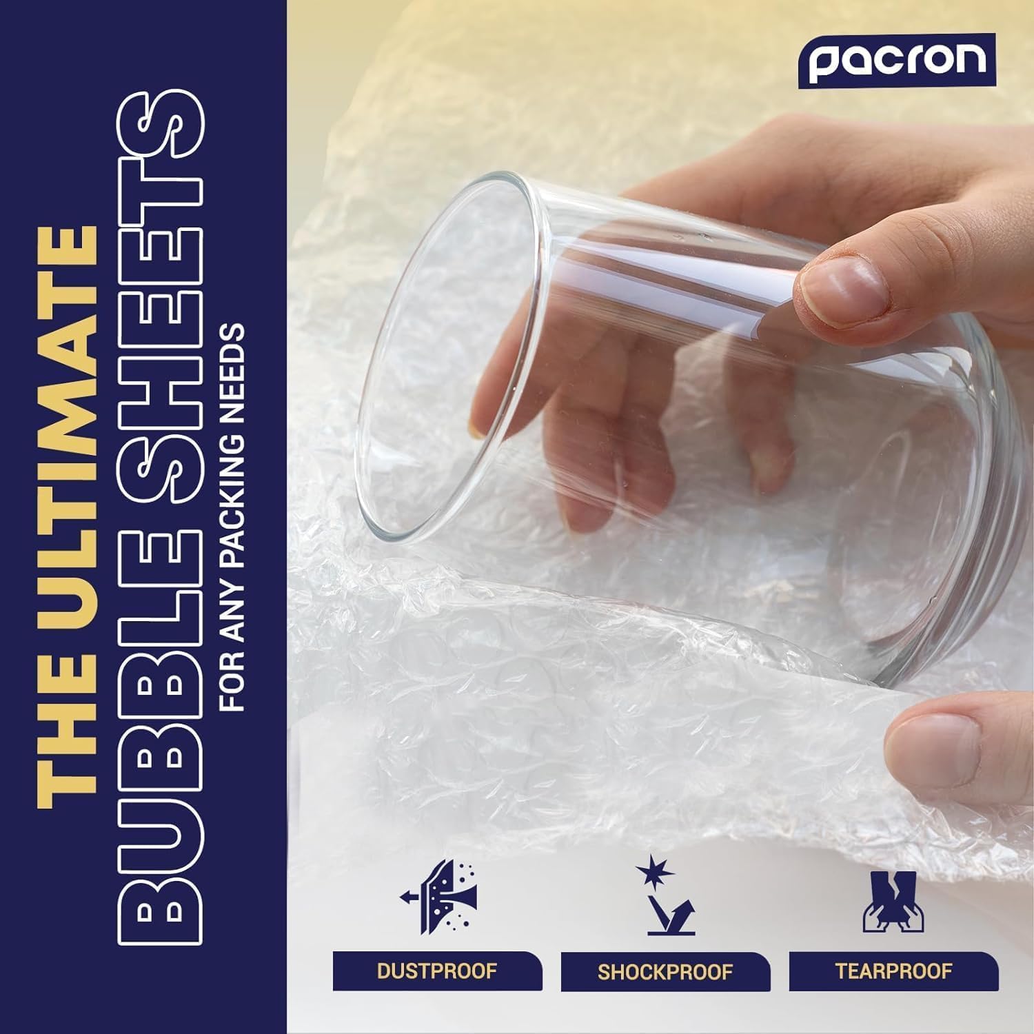 Bubble Cushion Sheets 12x12 – 75 Pack Pre-Cut Bubble Cushioning Sheets for Shipping Fragile Items – Protective Packing Sheets for Packaging, Moving & Storage