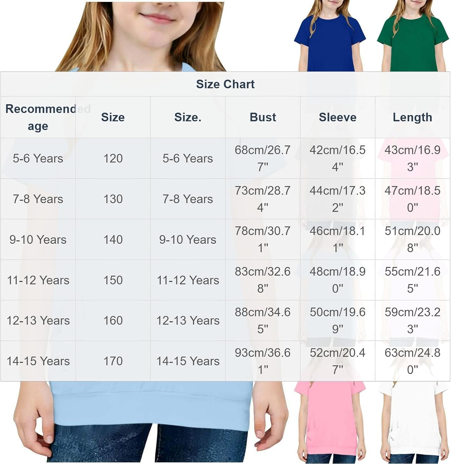 Girls Casual Crewneck Sweatshirts Cute Short Sleeve Shirts Pullover Preppy Trendy Oversized Girl Tops with Pockets