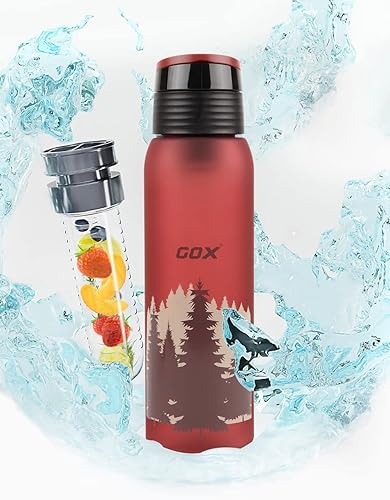 Miniatura 3 de GOX Botellas de agua con infusor de 32 onzas, con una varilla de infusión de longitud completa, tapa superior abatible, regalo de fácil agarre