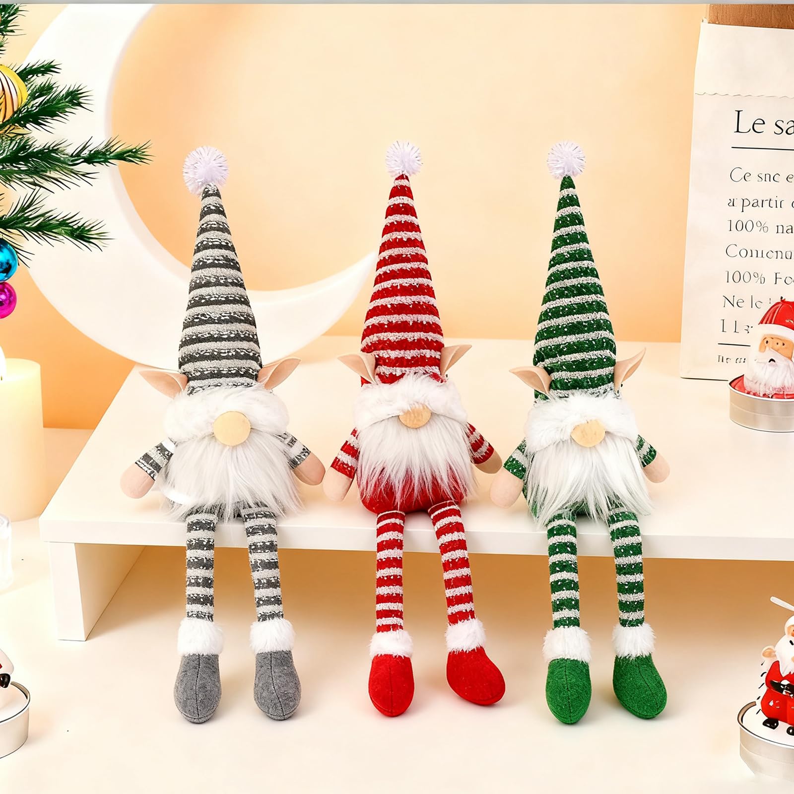 Weihnachtswichtel Figuren 30 Cm (2 Stück) | Skandinavische Deko Für Innen & Außen | Aus Plüsch & Filz Handgefertigt