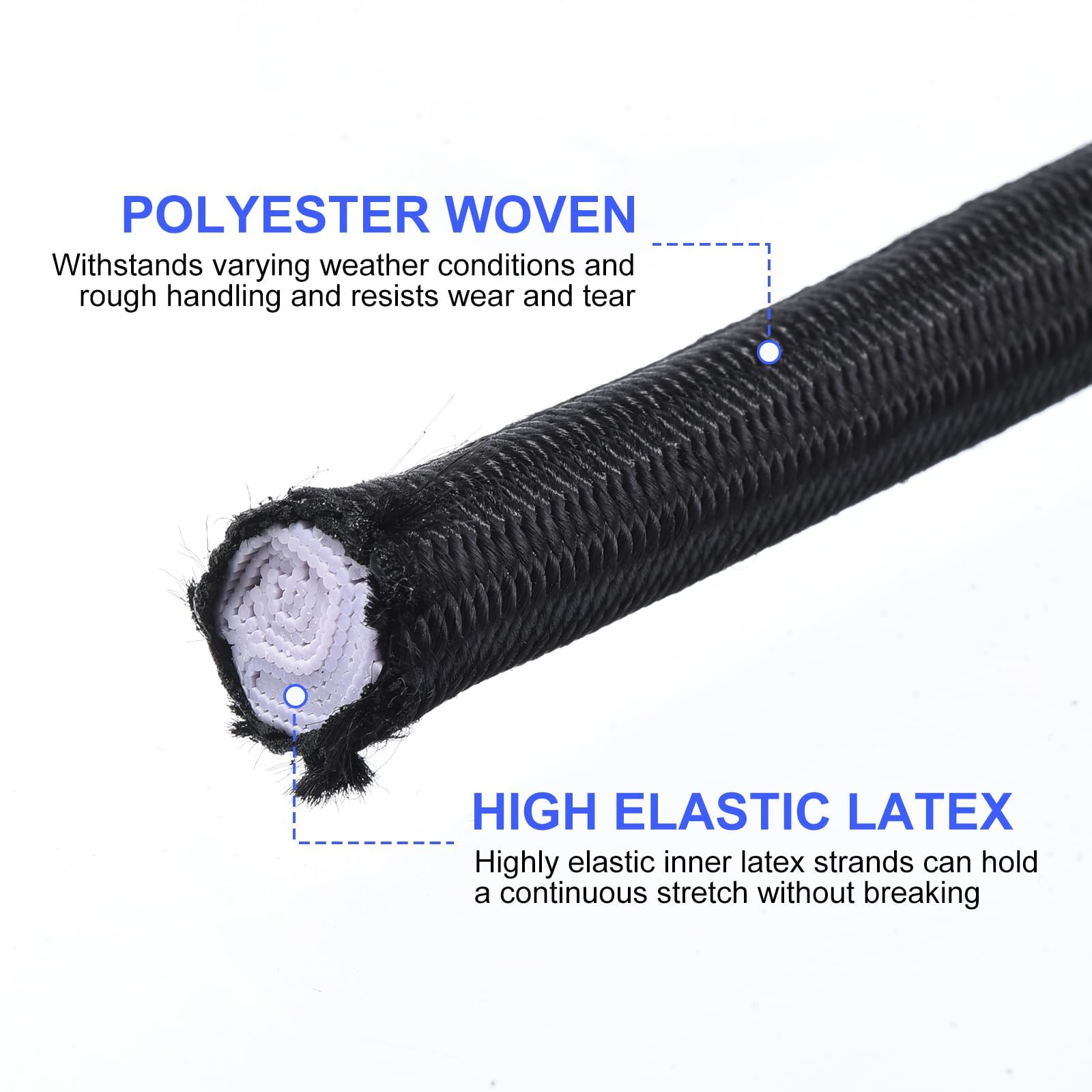 PATIKIL Cuerda Elástica de Grado Marino 3/8" X100Ft Cuerda de Reemplazo