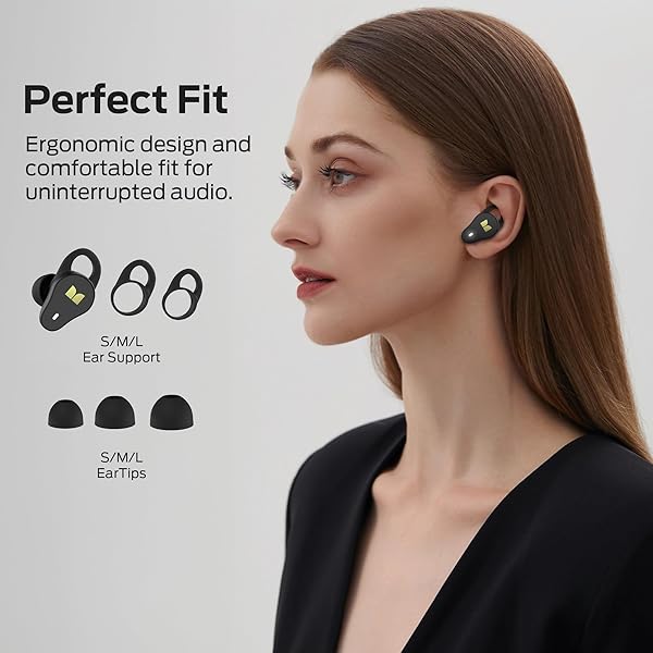 Monster N-Lite 210 Wireless Earbuds, Bluetooth 5.4 in-Ear Stereo Headphones, Built-in Mic for Crystal Clear Call, 32H Playtime, Type-C Charging, Waterproof in-Ear Ear Buds Earphones for Sports, Black - 2