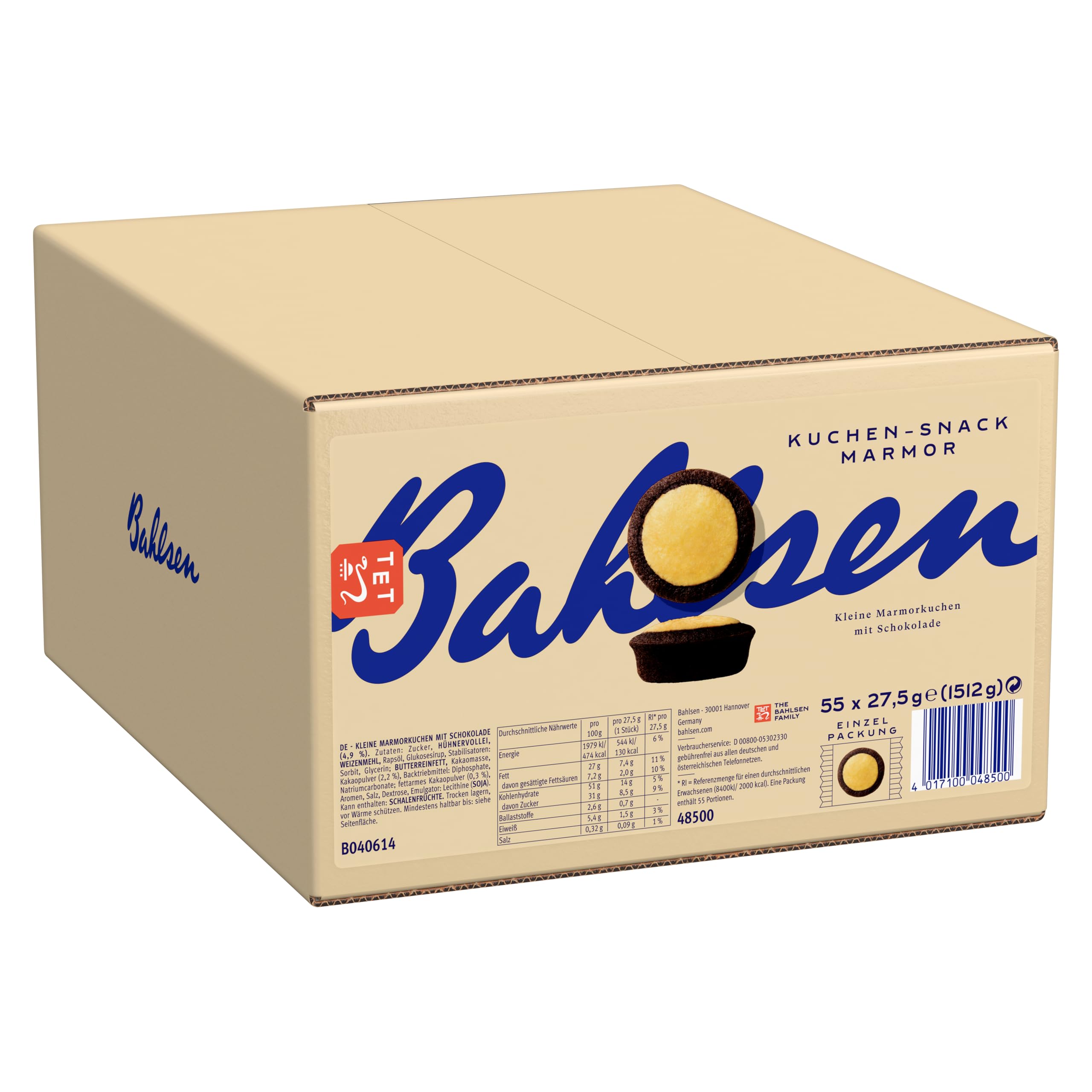 Bahlsen Marmur przekąski - pojedynczo zapakowane ciasto marmurowe (1 x 27,5 g)