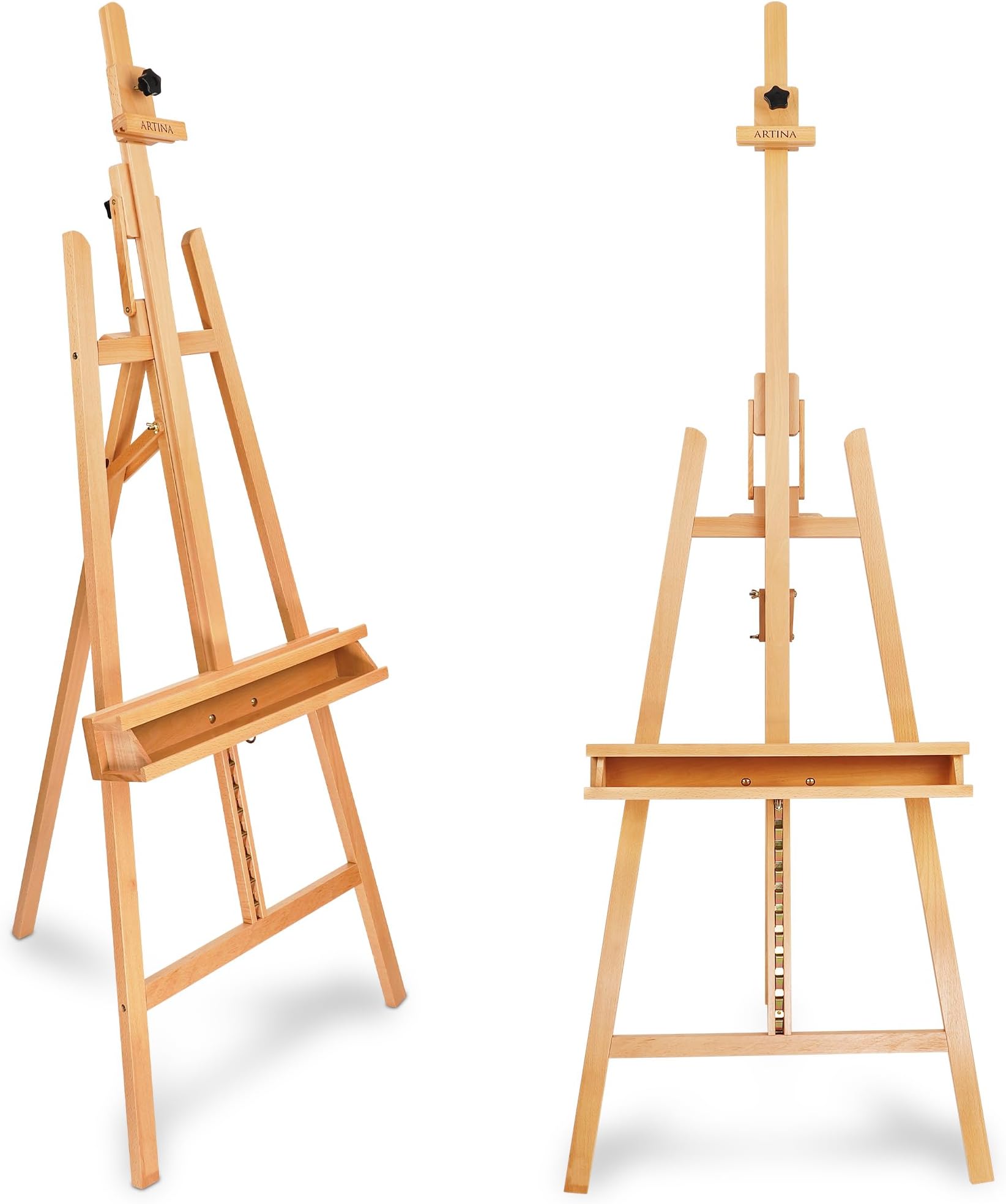 Artina Wooden Painting Easel Barcelona – Fold Up & Portable Lyre Style Paint Easel for Adults - A-Frame Easel Stand for Wedding Sign Floor Easel & Art Stand for Canvases up to 48”