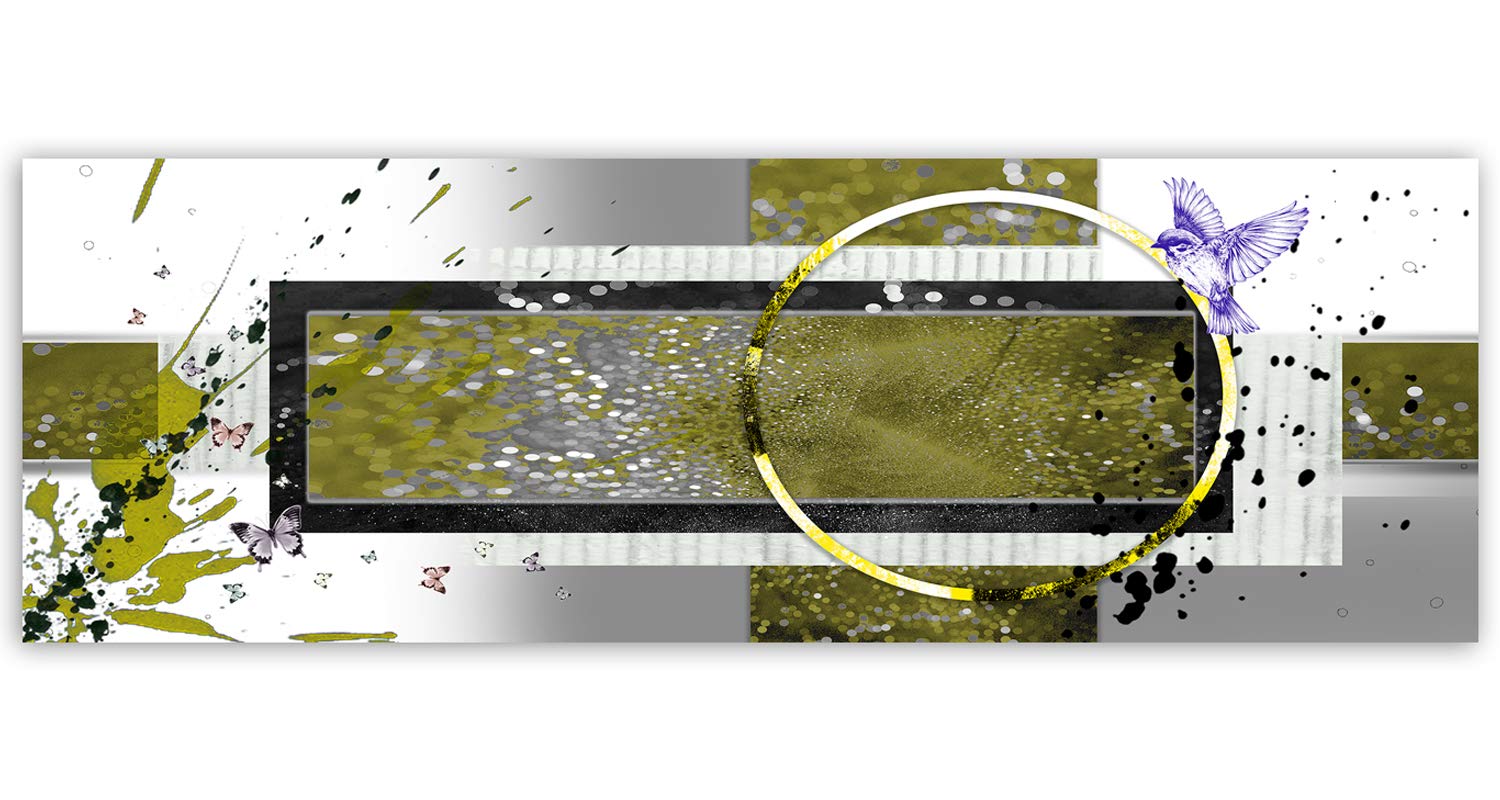 Feeby Quadro su Tela Astratto - 120x40 cm XXL - Stampa in qualita Fotografica - Giallo