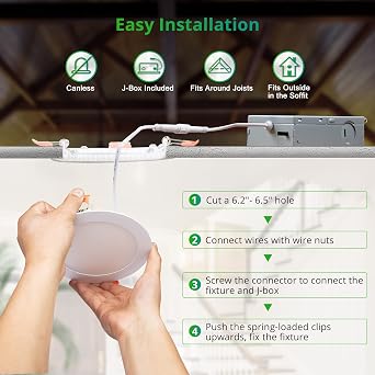 LEDIARY 6 Inch 6CCT LED Recessed Ceiling Light with Junction Box, 24 Pack