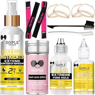 Wig Accessory Essentials Kit Lace Front Wig Glue, Wig Adhesive Extension Spray for Extend Boding Time of Lace Glue, Natural and Gentle Formula Lace & Skin Nutrition Spray Extend Duration of Adhesive