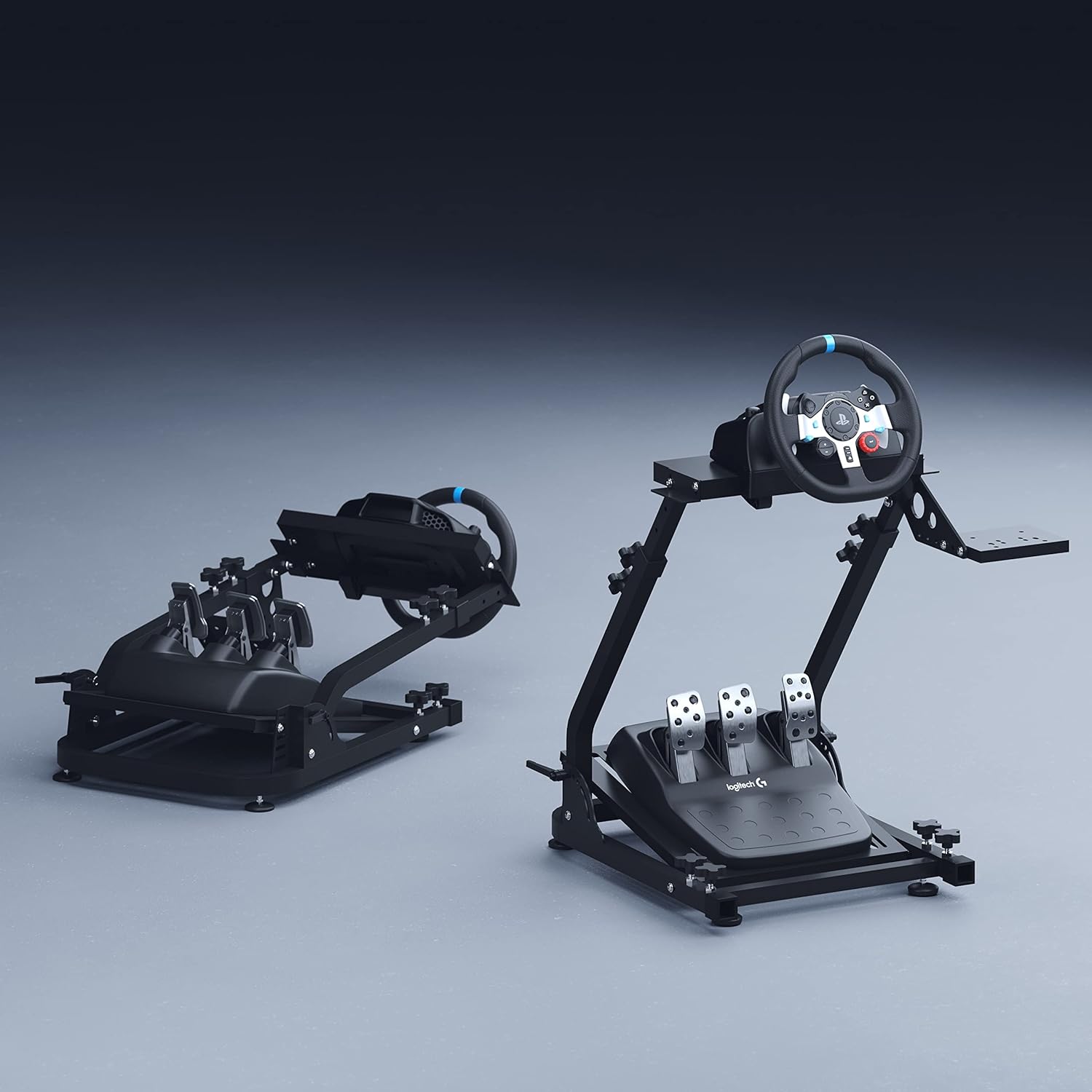 GT OMEGA Racing Wheel Stand for Logitech G920 G29 G923 Driving Force Gaming Steering Wheel, Pedals & Gear Shifter Mount V1, PS4, Xbox, Ferrari, PC - Foldable, Tilt-Adjustable : Video Games