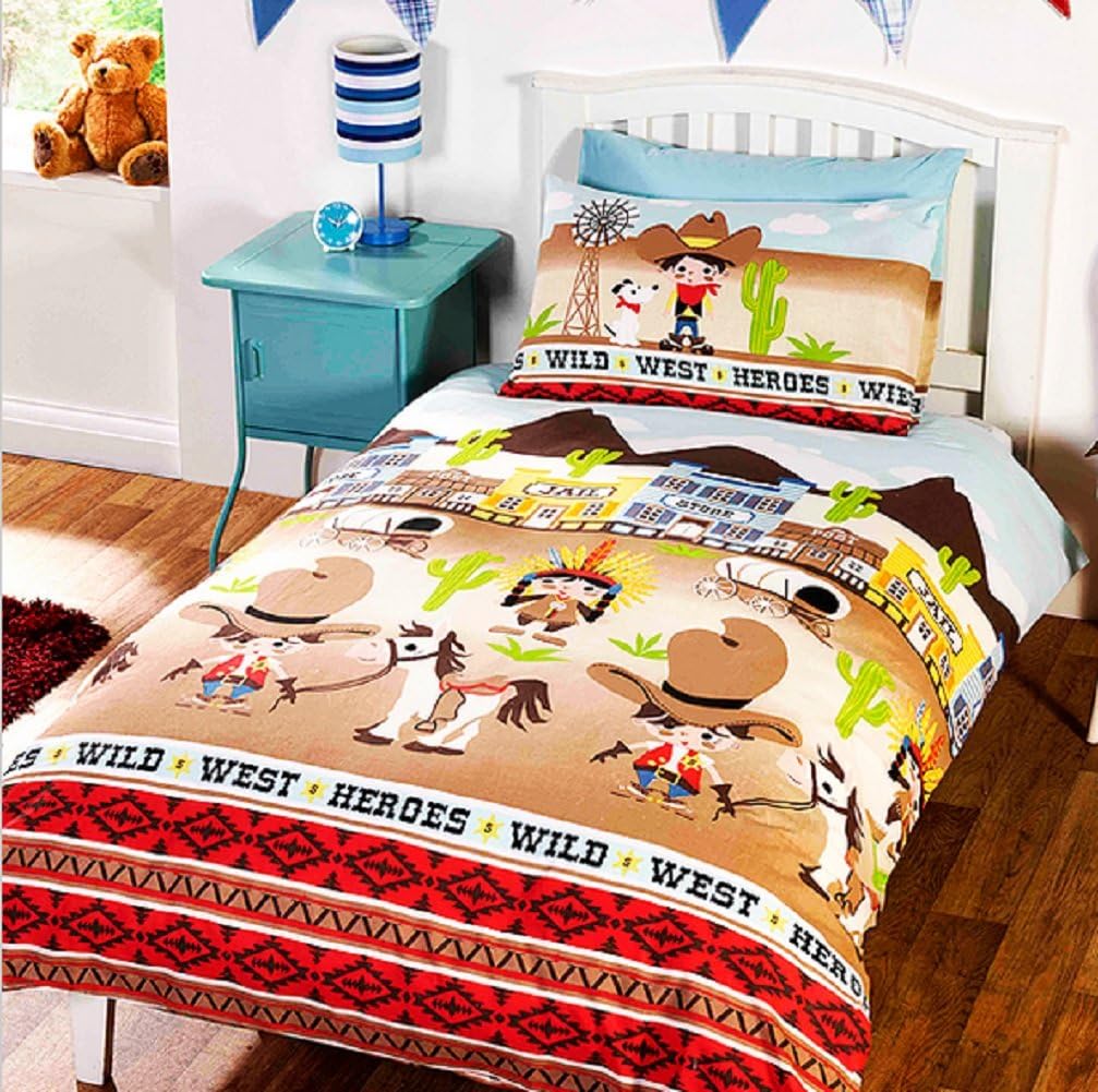 Wild West Children's Rotary Single Duvet Quilt and Pillow Case Bedding Set
