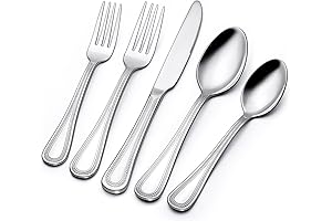 Beaded Handle 60-Piece Silverware Set for 12 [Spoons, Silverware Set of 12]