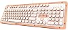 Azio MK-RETRO-L-02-US Retro Classic Posh - USB Luxury Vintage Back lit Mechanical Keyboard Blue Switch, White Leather, Zinc Alloy Frame - WhiteCopper