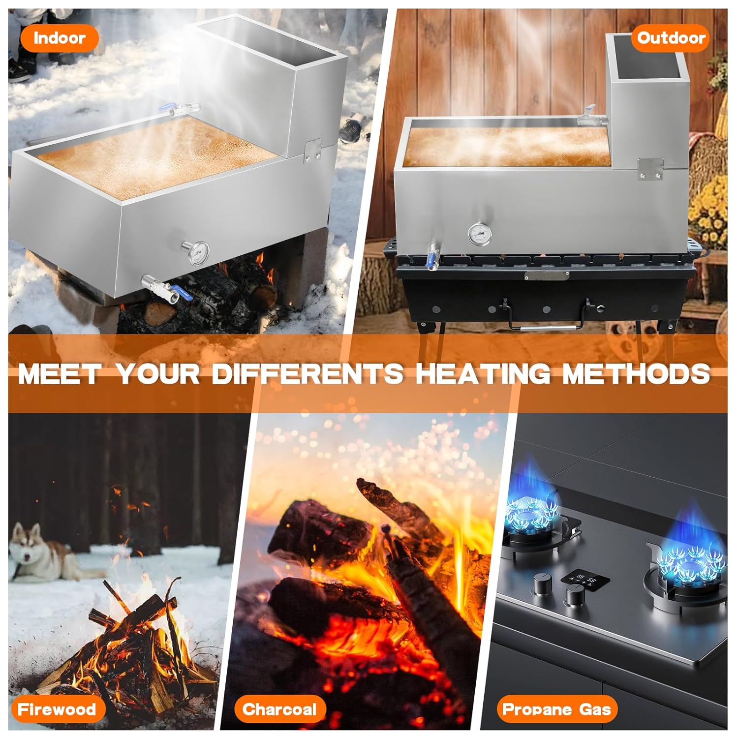 Maple Syrup Evaporator Pan, 30 x 16 x 18.7 Inch Maple Evaporator Pan Stainless Steel Boiling Maple Syrup, 19.5Gal Feed Pan for Home, Outdoor