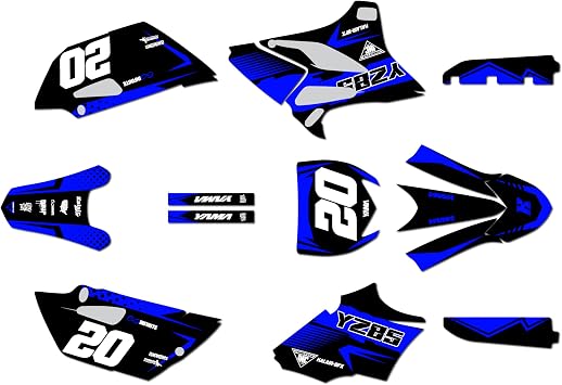 Graphics Kit for Yamaha YZ85 2015-2018 and 2019-2021 SPEAR Series Blue 09 Mil - Dirt pit bike motorcycle stickers, dirtbike racing automotive decal motocross accessories no-plastics