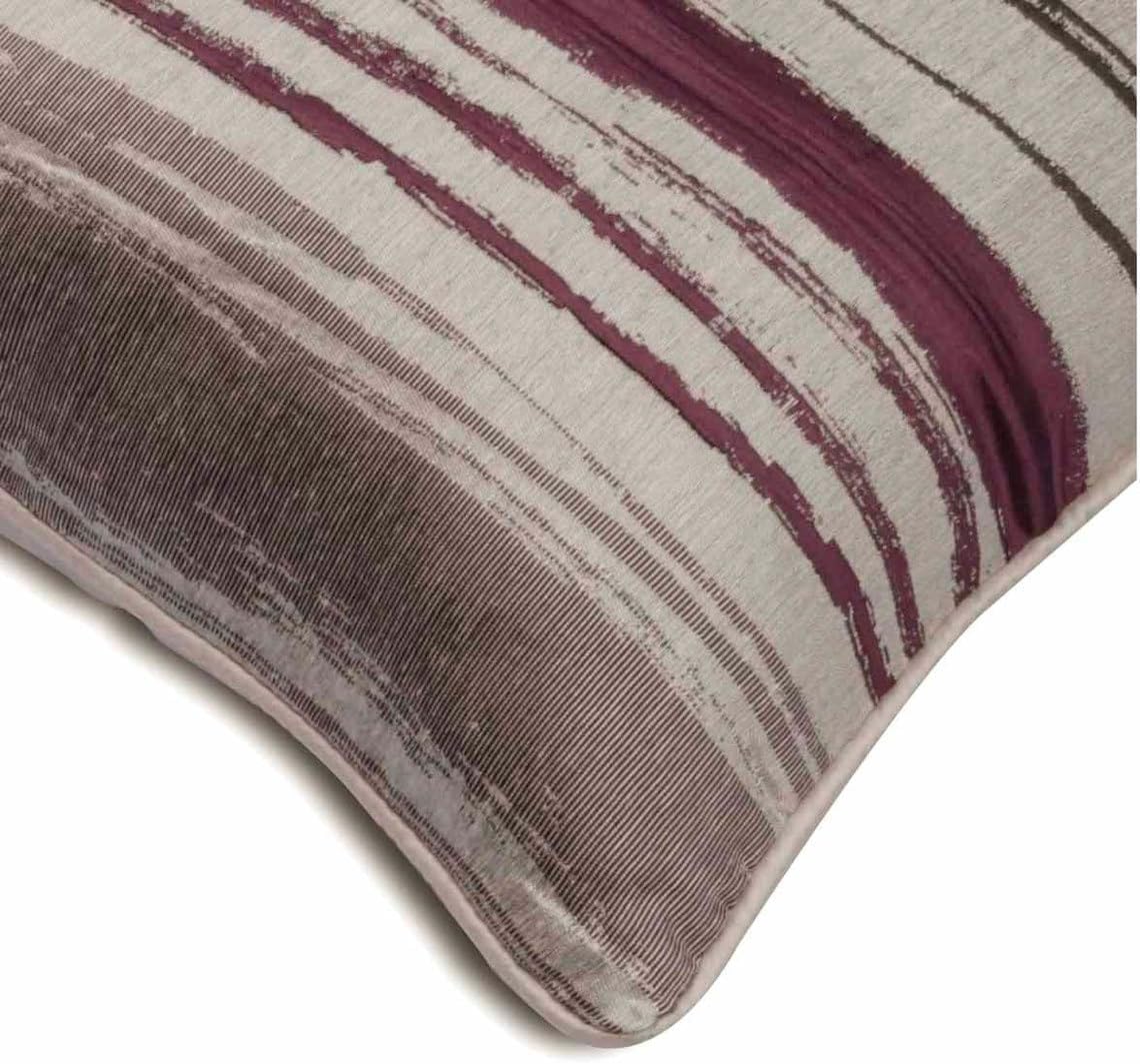 The HomeCentric Pillow Case Zip, Purple 12"x12" (30x30 cm) Cushion Cover, Jacquard Silk Abstract Throw Pillow Cover for Sofa, Striped Pattern Contemporary Easter - Berry Martini