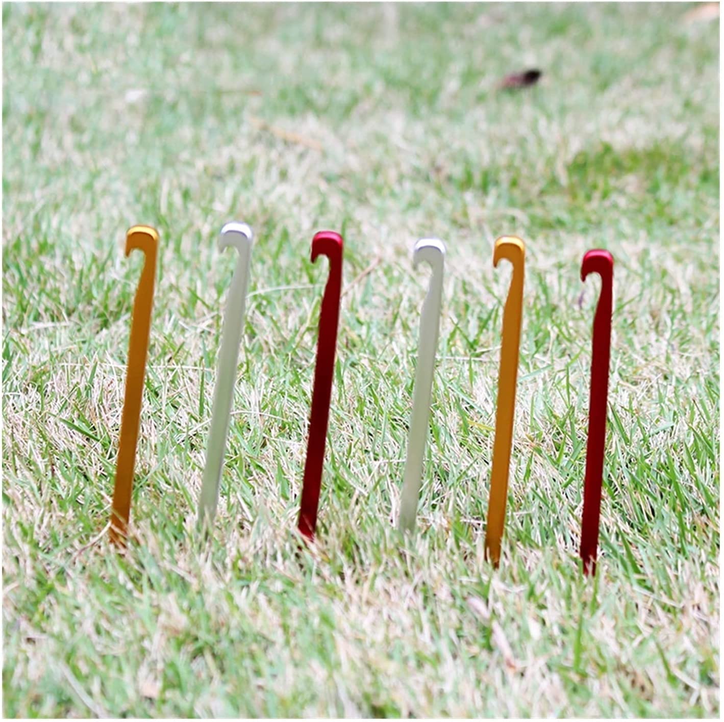 Piquets de Tente en Aluminium, piquets de Tente 10 pièces/Lot de 16 cm, piquets de Tente en Alliage d'aluminium, Camping en Plein air pour Le Camping, la randonnée, la randonnée (Couleur : Argent) (