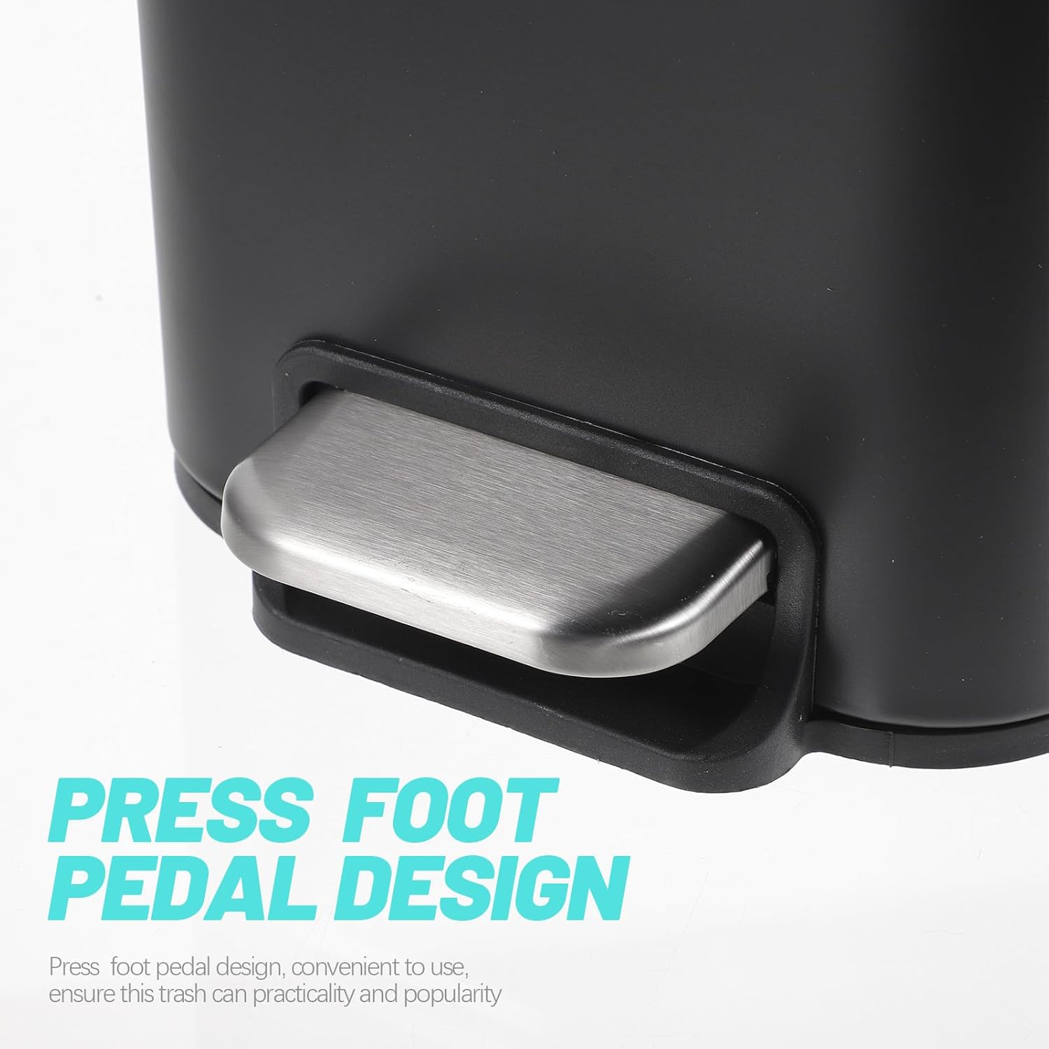 Pedal Trash Can 5l Matte Black Small Household Kitchen Bathroom Garbage Bin with Step Lid Convenient Wastebasket for Home Storage and Organization