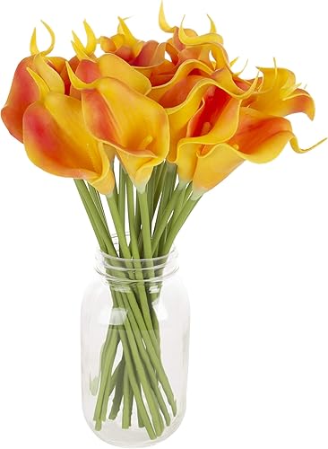 Miniatura 8 de Pure Garden - Lirio de llama artificial con tallos, flores falsas de tacto real para decoración del hogar, boda, noviababy shower, más, juego de 24