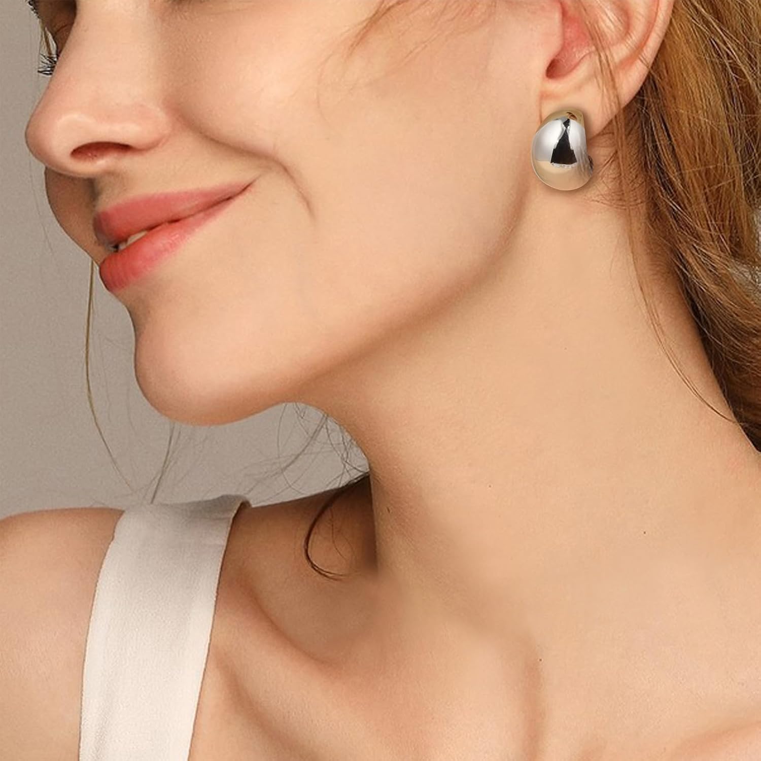 CANDYFANCY Hoop Earrings for Women Trendy Chunky Gold Waterdrop Open Lightweight Hollow Earrings Papercilp Link Twisted Huggie Hoop Drop Dangle Earrings Fashion Dainty Jewelry Gifts - Image 4