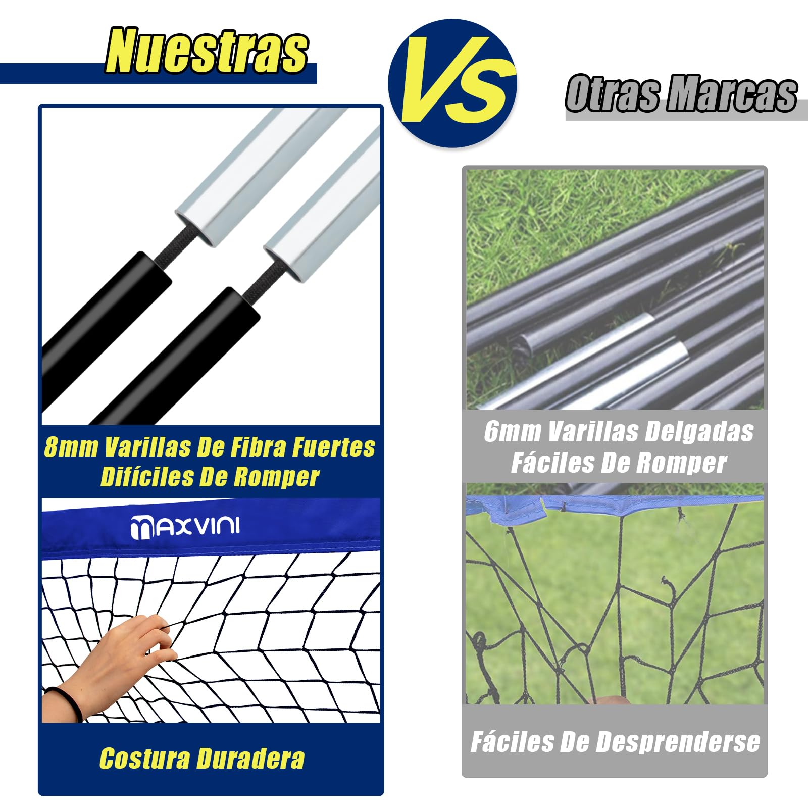 Porterías de Fútbol 90×74×74cm / 182×120×120cm Equipos de Entrenamiento con Bolsa de Transporte