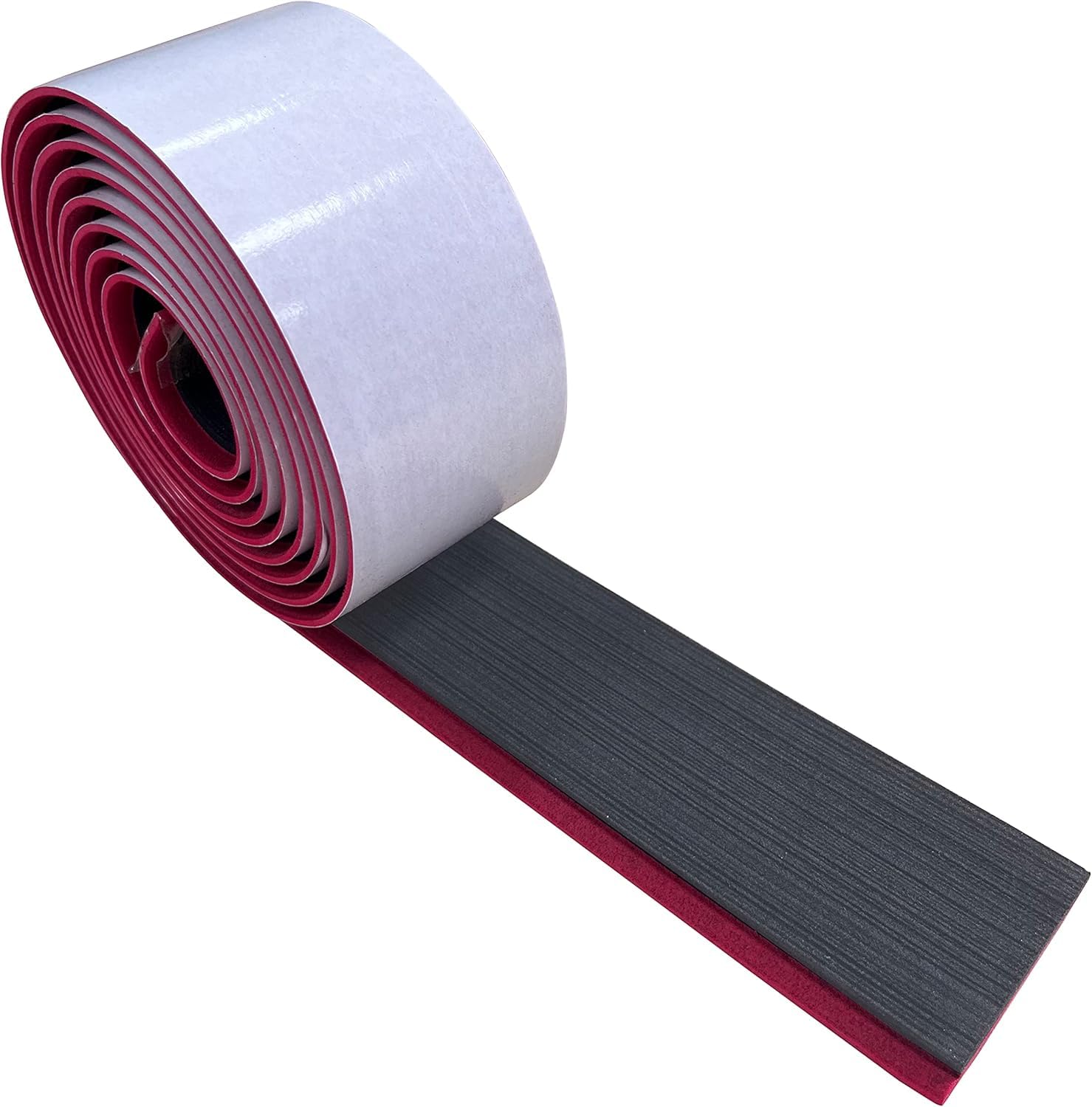 HZCHION Faux Teak Boat Flooring EVA Foam Decking Sheet Border Strip, 240x5.5cm, Dark Gray with Red