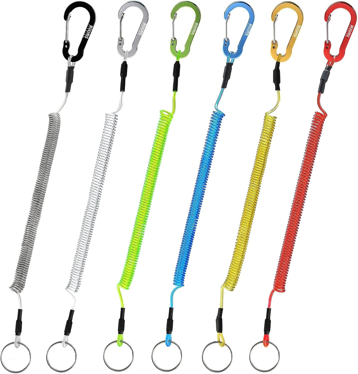 Booms Fishing T04 Fishing Lanyards Fishing Tool/Pole Safety Coil Lanyard Retractable Wire Inside Tup Cover