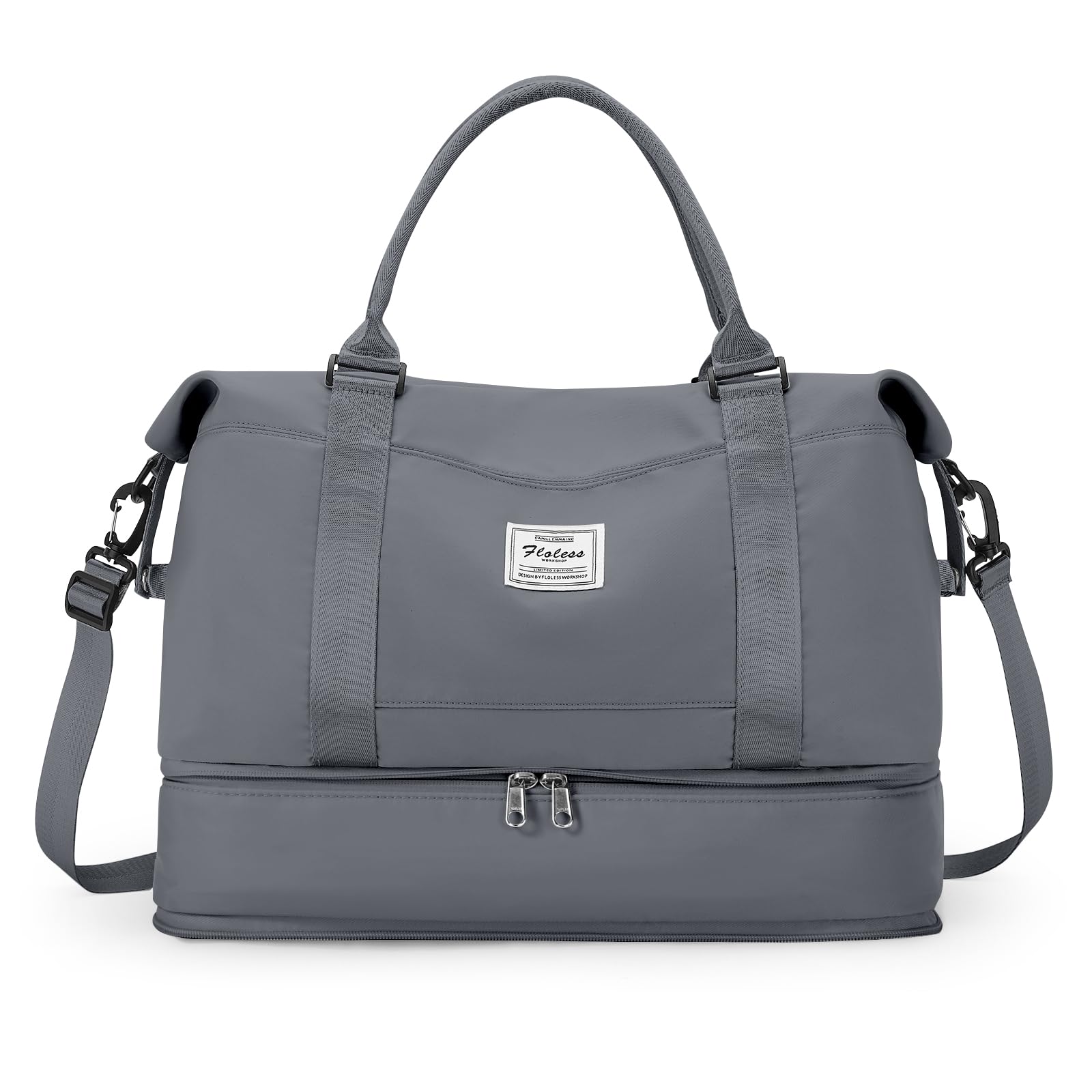 SEAFEW Bolsa de Viaje 40x20x25 para Ryanair,Impermeable Bolsa de Deporte para Gimnasio,Bolsa de Mano Equipaje de Fin de Semana 40x30x20 para Mujer,Bolso de Natación para Playa,D15-Gris Claro — view 14