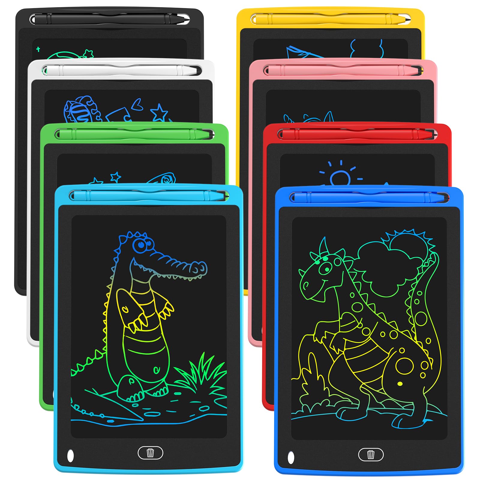 LCD Writing Tablet for Kids, 8.5 Inch Colorful Doodle Board Drawing Tablet, Educational Learning Toys Birthday Gifts for Kids Age 3 4 5 6 7 8 (8 Pack)