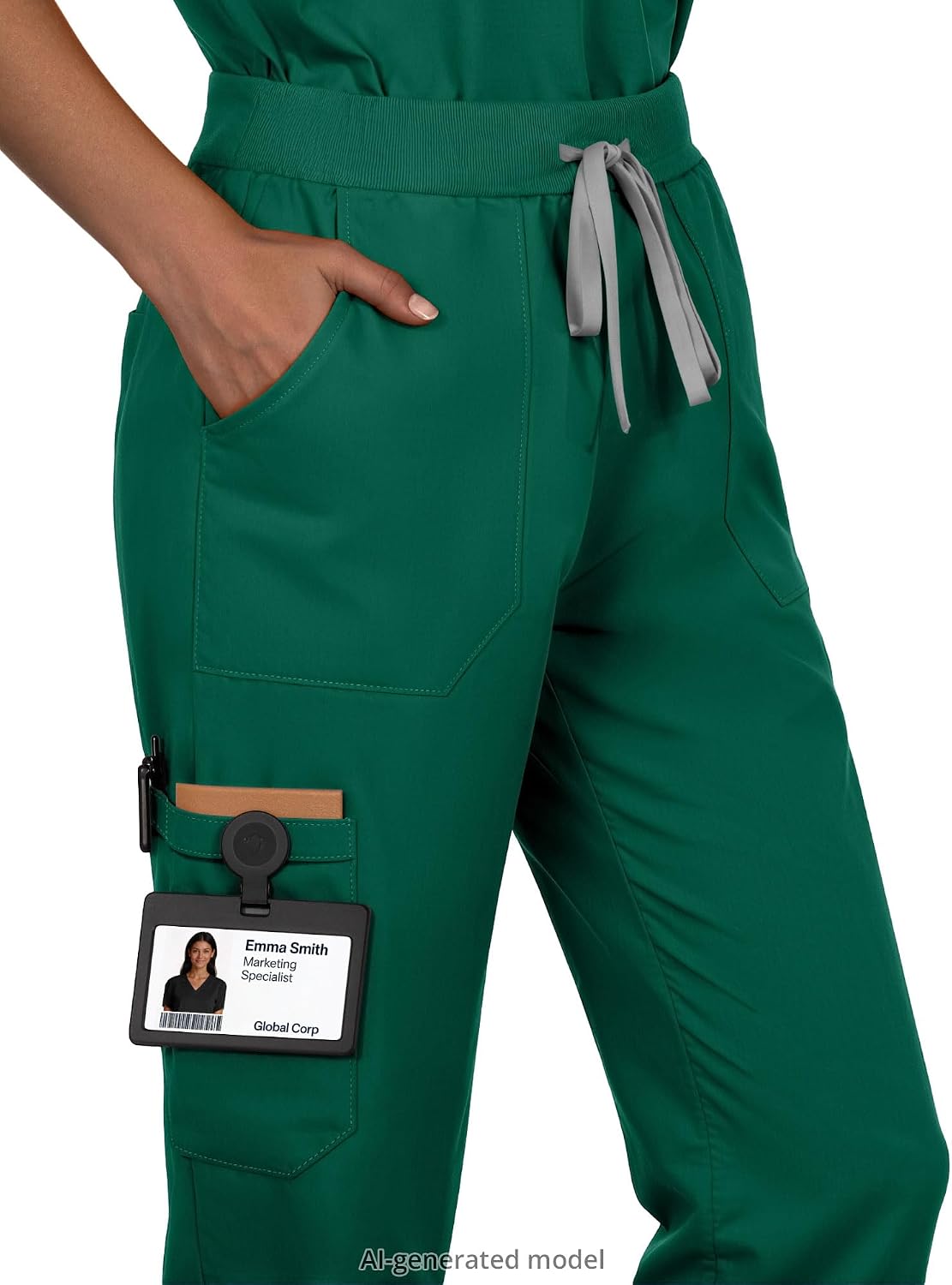 Scrubs Set for Women, V-Neck Top & Straight Leg Pants 9 Pockets | Back Waist Darts, Utility Straps, Side Slits, Easy Care, For Nurses, Clinics, Long Shifts, Daily Medical Uniforms