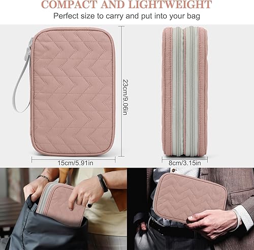 Vista 431 de FYY Organizador para cosas electrónicas, para viajes, para cables, cargadores, celular y auriculares, estuche portátil, impermeable, doble capa